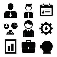 Set of office and business flat icons on white background vector