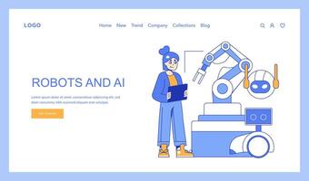 Robotics and AI concept. Future of automation and AI in art. vector