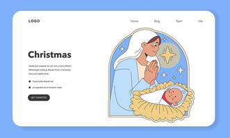 Navidad natividad escena. plano ilustración vector