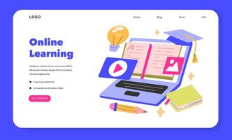 Online Learning concept A vibrant display of e-learning tools, from laptops to e-books, symbolizing the new era of digital education Knowledge at one's fingertips illustration vector