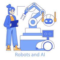 Robotics and AI concept. Future of automation and AI in art. vector