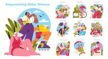 Empowering Older Women. Flat Illustration vector