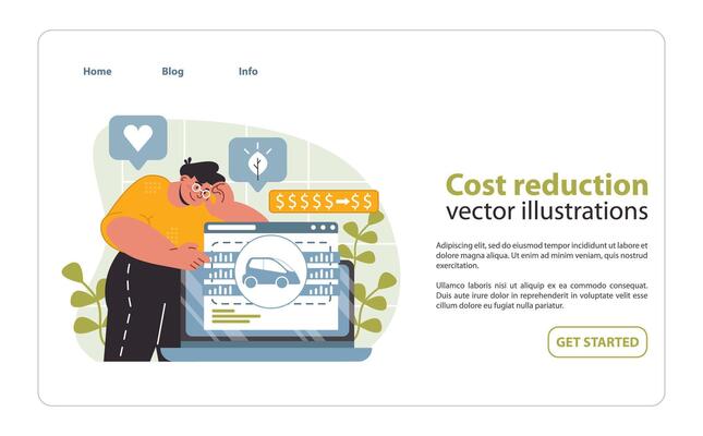 Electric Car Cost Reduction Illustration. A vibrant depicting financial savings.