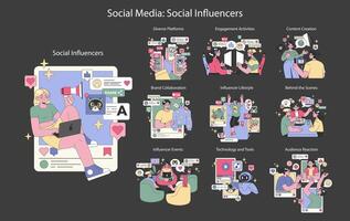 social personas influyentes plano ilustración vector