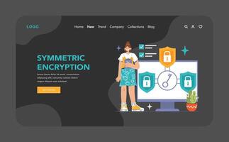 Data encryption web or landing. Personal information, internet access vector