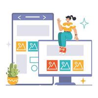 Website Optimization set. Flat illustration. vector