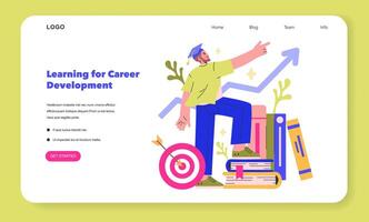 Learning for Career Development concept A figure steps towards career goals, symbolizing the journey of skill-building through education illustration vector