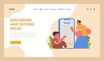 Discussing and setting rules concept. Flat illustration vector