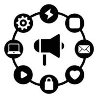 Set of digital marketing icons on white background vector