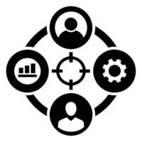 Set of operations management flat icons on white background vector