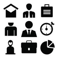 Set of office and business flat icons on white background vector