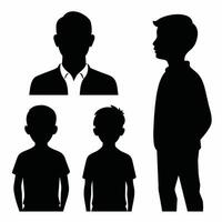Set of father and Son Silhouette on white background vector