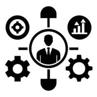 Set of operations management flat icons on white background vector