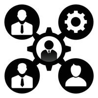 Set of operations management flat icons on white background vector