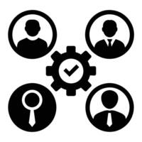 Set of operations management flat icons on white background vector