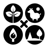 Set of Ecology flat icons on white background vector