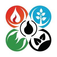 Set of elements of nature symbols earth, water, air and fire with simple water drop icon on white background vector