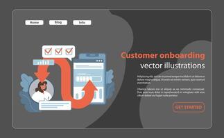 Customer onboarding concept. Efficient digital process guiding a new user through initial setup. vector