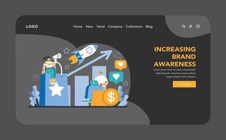 Reputation management dark or night mode web or landing. Relationship vector