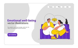 Emotional Well-being concept Illustrates serene moments of connection and relaxation Promotes mental health and introspection illustration vector
