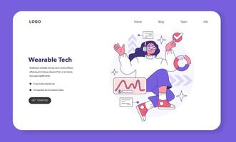 Wearable technology web banner or landing page. Smart device. vector