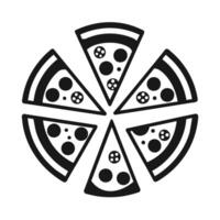 Set of Pizza with one slice separated linear icon on white background vector