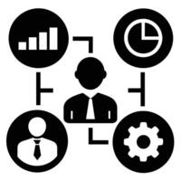 Set of operations management flat icons on white background vector