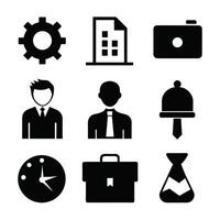 Set of office and business flat icons on white background vector