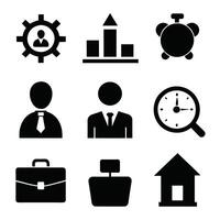 Set of office and business flat icons on white background vector