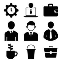 Set of office and business flat icons on white background vector