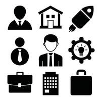Set of office and business flat icons on white background vector