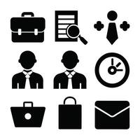 Set of office and business flat icons on white background vector