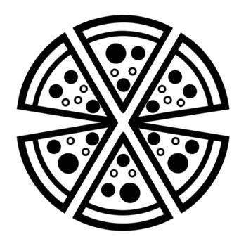 Set of Pizza with one slice separated linear icon on white background vector