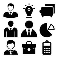 Set of office and business flat icons on white background vector