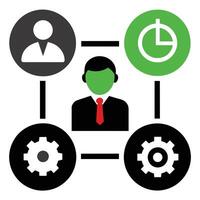 Set of operations management flat icons on white background vector