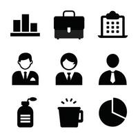 Set of office and business flat icons on white background vector