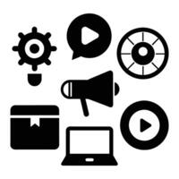 Set of digital marketing icons on white background vector