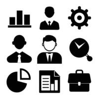 Set of office and business flat icons on white background vector