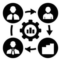 Set of operations management flat icons on white background vector