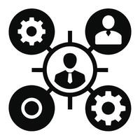 Set of operations management flat icons on white background vector