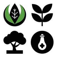 Set of Ecology flat icons on white background vector