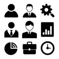 Set of office and business flat icons on white background vector