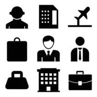 Set of office and business flat icons on white background vector