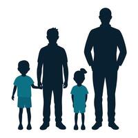 Set of father and Son Silhouette on white background vector
