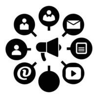 Set of digital marketing icons on white background vector