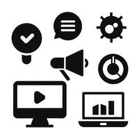 Set of digital marketing icons on white background vector