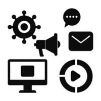 Set of digital marketing icons on white background vector