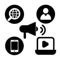 Set of digital marketing icons on white background vector