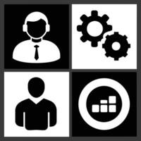 Set of operations management flat icons on white background vector