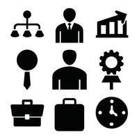 Set of office and business flat icons on white background vector